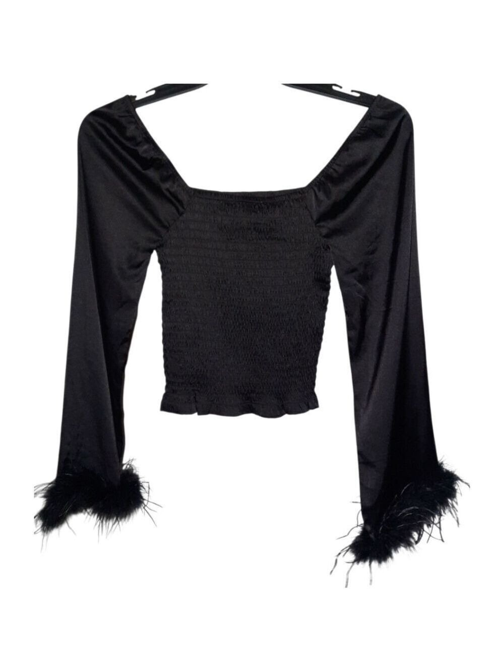 Watermelon Sugar Black Long Sleeve Blouse Small NWT - Picture 3 of 9